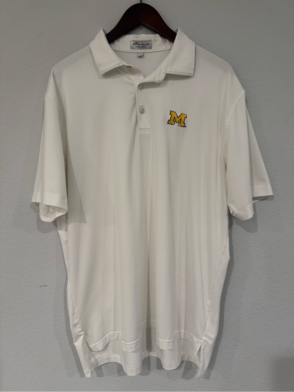 Peter Millar Summer Comfort Michigan Wolverines White Polo Men’s Size Large